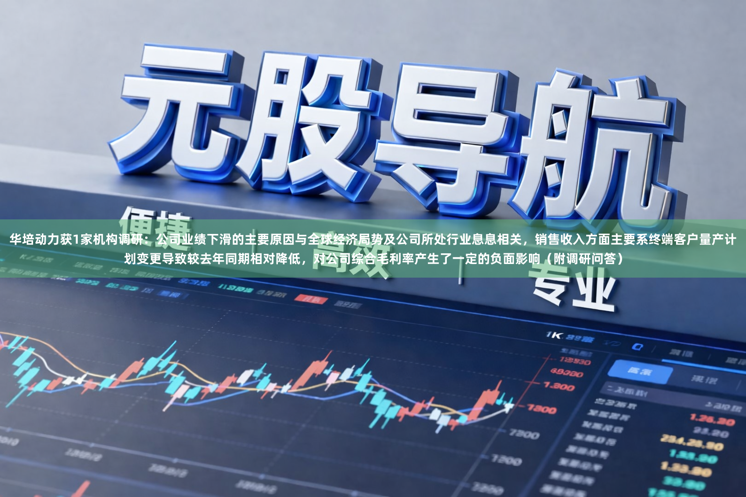 华培动力获1家机构调研：公司业绩下滑的主要原因与全球经济局势及公司所处行业息息相关，销售收入方面主要系终端客户量产计划变更导致较去年同期相对降低，对公司综合毛利率产生了一定的负面影响（附调研问答）